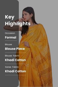 Picture of Yellow Color Batik Cotton Khadi Saree