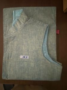 Picture of Pure Khadi Solid Green Nehru Bandi for Men
