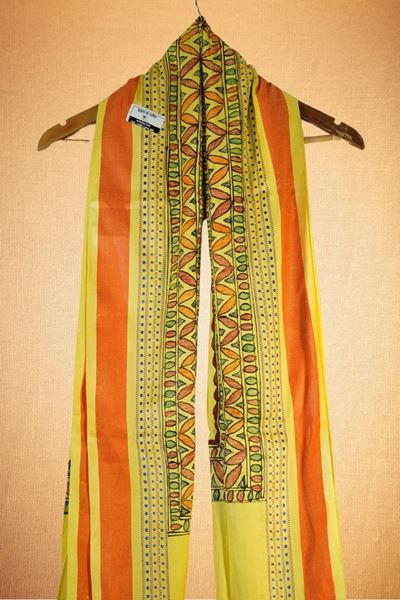 Picture of Handcrafted Bihar Khadi Angwastram with Madhubani Painting – Pure Cotton, Traditional Ethnic Wear