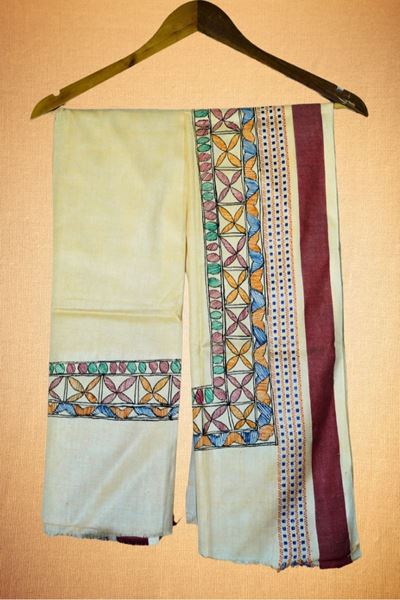 Picture of Handcrafted Bihar Khadi Angwastram with Madhubani Painting – Pure Cotton, Traditional Ethnic Wear
