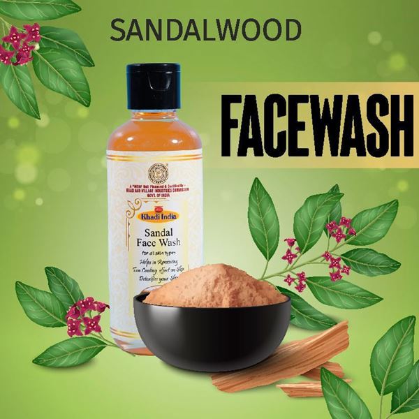 Picture of Khadi India Sandal Face Wash – Natural Cleanser for Glowing Skin (All Skin Types) - 210ml