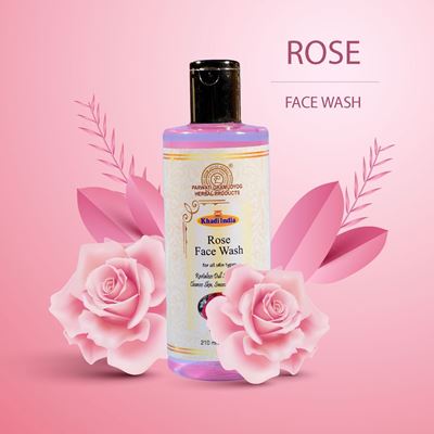 Picture of Khadi India Rose Face Wash – Gentle Cleanser with Rose Extracts - 210ml