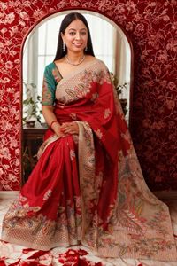 Picture of BIHAR KHADI MAROON COLOR RAW SILK SAREE