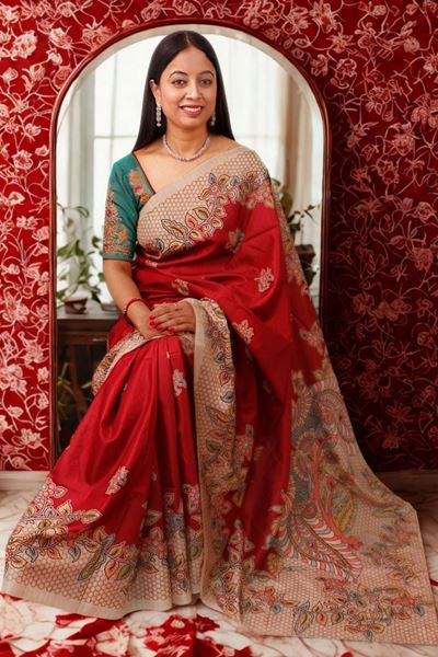 Picture of BIHAR KHADI MAROON COLOR RAW SILK SAREE