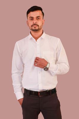 Picture of White Solid Color Pure Khadi Cotton Shirt
