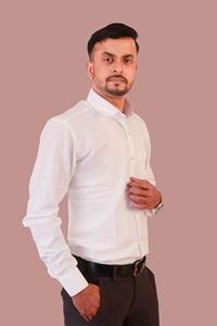 Picture of White Solid Color Pure Khadi Cotton Shirt