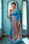 Picture of SOLID-BLUE REFINE TUSSAR HAND-PAINTED SAREE