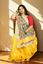 Picture of Bihar Khadi Ghicha Silk Yellow Saree with Handpainted Madhubani Art