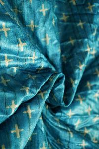 Picture of Bihar Khadi Tussar Silk Turquoise Saree with Handpainted Madhubani Art