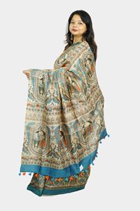 Picture of Bihar Khadi Tussar Silk Rustic Red Saree with Digital Madhubani Art