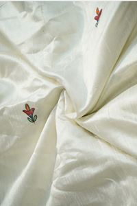 Picture of Bihar Khadi Raw Silk White Saree with Handpainted Madhubani Art