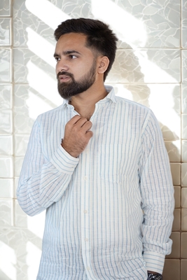 Picture of Men’s Blue Checked Bihar Khadi Cotton Shirt