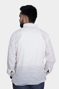 Picture of Men’s White Brown Checked Bihar Khadi Cotton Shirt