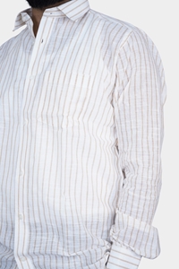 Picture of Men’s White Brown Checked Bihar Khadi Cotton Shirt