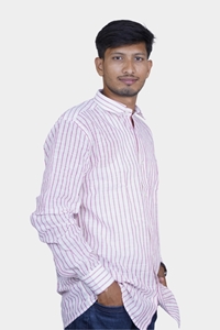 Picture of Men’s White Pink Checked Bihar Khadi Cotton Shirt