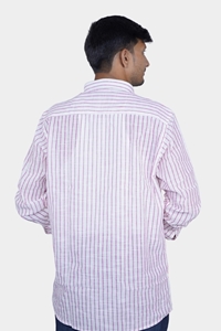 Picture of Men’s White Pink Checked Bihar Khadi Cotton Shirt