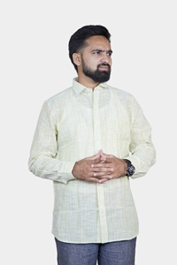 Picture of Men’s White Green Checked Bihar Khadi Cotton Shirt