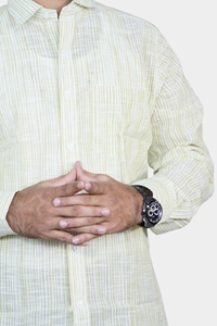 Picture of Men’s White Green Checked Bihar Khadi Cotton Shirt