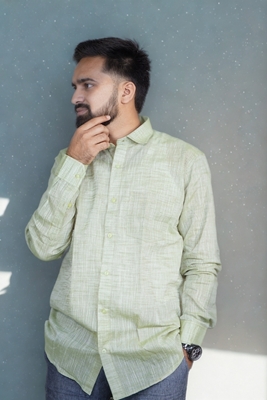 Picture of Men’s Green Textured Bihar Khadi Cotton Shirt