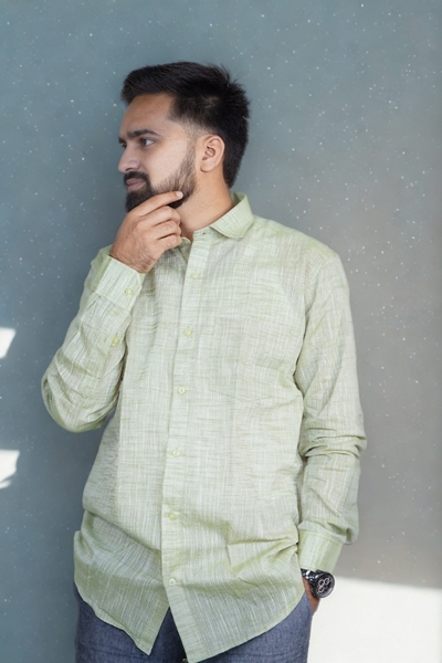Picture of Men’s Green Textured Bihar Khadi Cotton Shirt