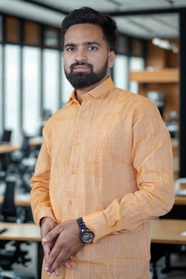 Picture of Men’s Orange Textured Bihar Khadi Cotton Shirt