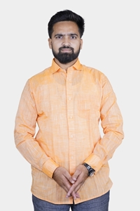 Picture of Men’s Orange Textured Bihar Khadi Cotton Shirt