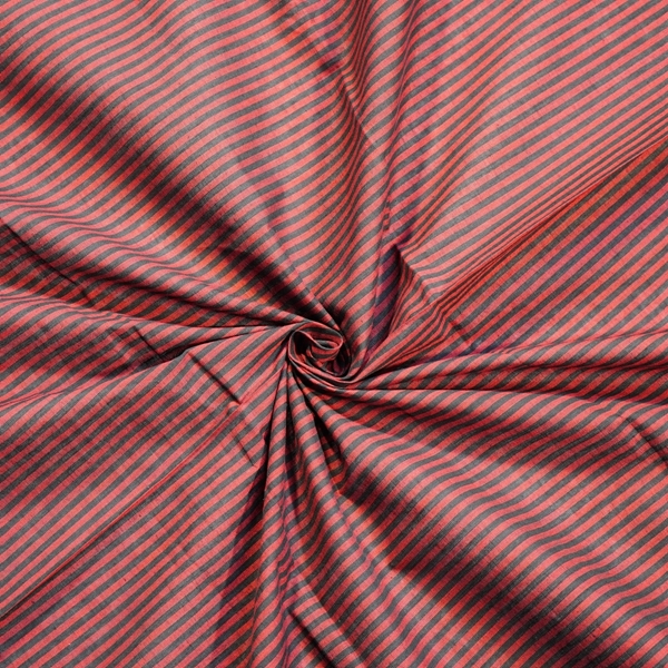 Picture of Cotton Striped Shirting Fabric Khadi Black & Red ; Width - 44 Inches Length: 2.5 meter