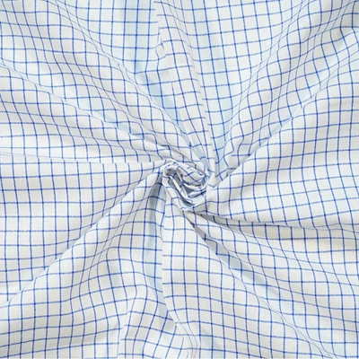 Picture of Cotton Fine Check Shirting Fabric Khadi White & Blue ; Width - 44 Inches Length: Half meter