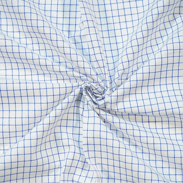Picture of Cotton Fine Check Shirting Fabric Khadi White & Blue ; Width - 44 Inches Length: Half meter