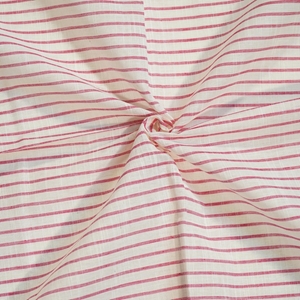 Picture of Slub Cotton Striped Shirting Fabric Khadi White & Red ; Width - 44 Inches Length: 2.5 meter