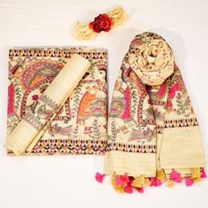 Picture of Unstitched Women’s 3-Piece Madhubani Digital Print Salwar Suit