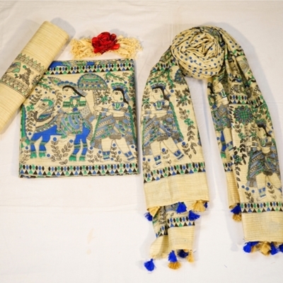 Picture of Unstitched Women’s 3-Piece Madhubani Digital Print Salwar Suit