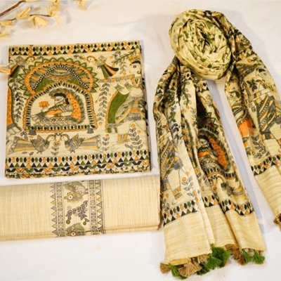 Picture of Unstitched Women’s 3-Piece Madhubani Digital Print Salwar Suit