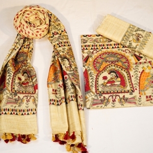 Picture of Unstitched Women’s 3-Piece Madhubani Digital Print Salwar Suit
