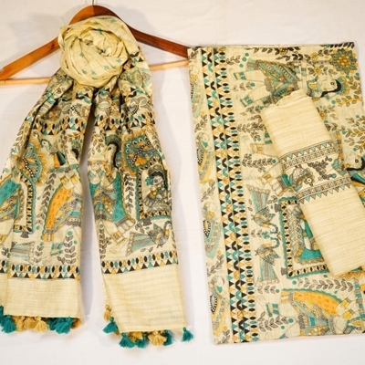 Picture of Unstitched Women’s 3-Piece Madhubani Digital Print Salwar Suit