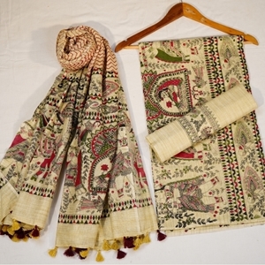 Picture of Unstitched Women’s 3-Piece Madhubani Digital Print Salwar Suit