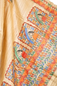 Picture of Tussar Silk Madhubani Hand Painting Dupatta
