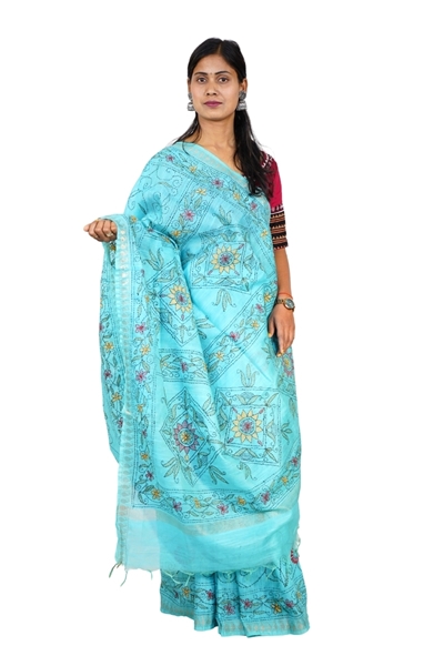 Picture of Raw Silk Kantha Saree