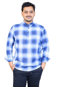 Picture of White Khadi Cotton Short Kurta