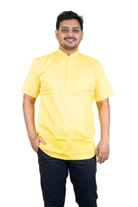 Picture of White Khadi Cotton Short Kurta