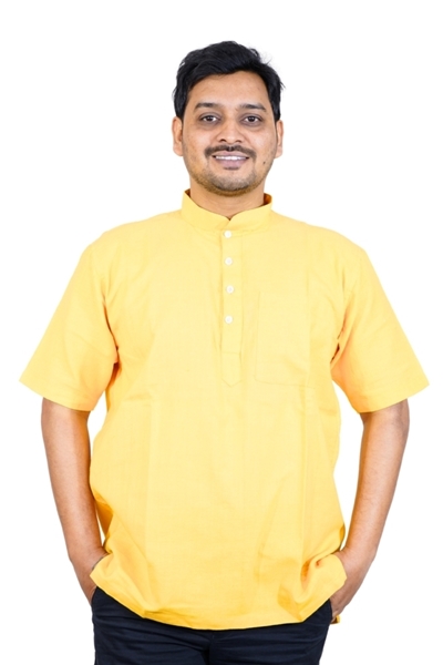 Picture of White Khadi Cotton Short Kurta
