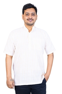 Picture of White Khadi Cotton Short Kurta