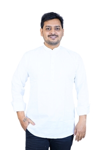 Picture of White Khadi Cotton Short Kurta