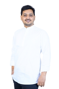 Picture of White Khadi Cotton Short Kurta