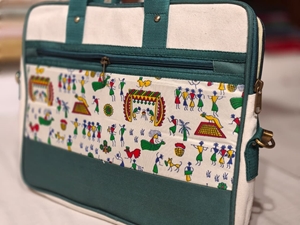 Picture of Bihar Khadi Worli Print Jute Laptop Bag