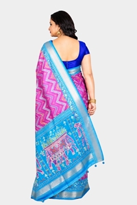 Picture of Malwari Patola Saree – Pink & Blue Color