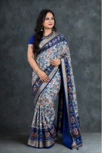 Picture of Malwari Patola Saree – Grey & Blue Color