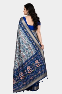Picture of Malwari Patola Saree – Grey & Blue Color