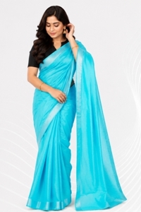 Picture of Bihar Khadi  Sky Blue Color Cotton Saree