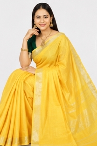 Picture of Bihar Khadi Yellow Color Cotton Saree